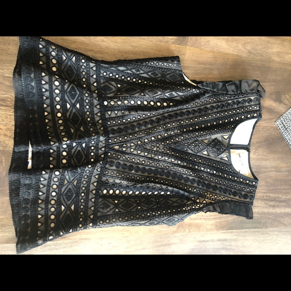 Parker peplum black sleeveless blouse